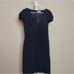 Calvin Klein Black Short Sleeve V-neck Dress 8 GUC